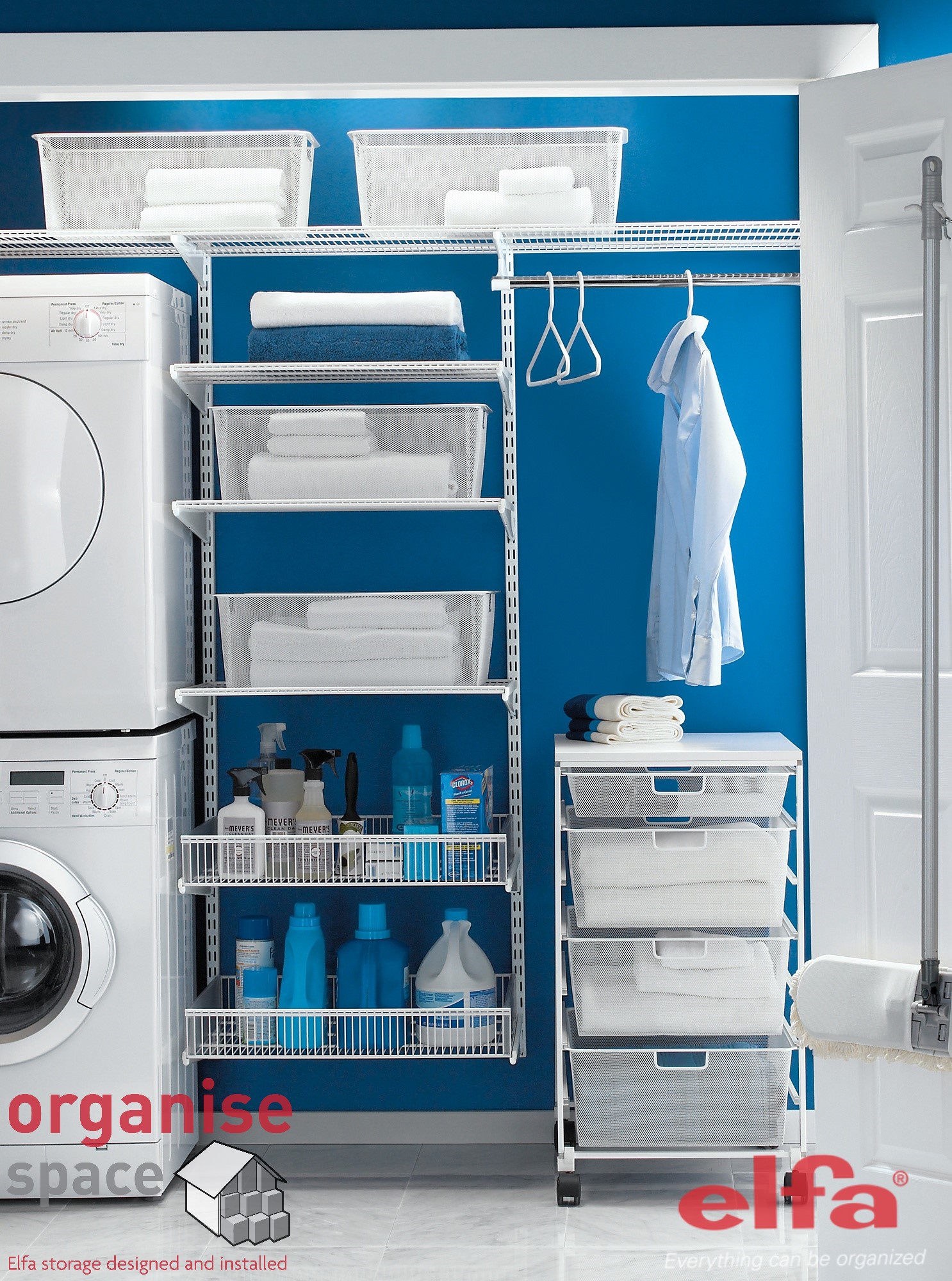 laundry room, laundry, laundry room London, Laundry London, drying rack, clothes drying rack,, closet maid, Shelves, cupboard, wardrobe, Elfa London, Elfa, storage, metal shelves, wire shelves, storage goals, organise, space, shelf, wire shelf, store, modular shelves, hooks, valet rail, shelves London,