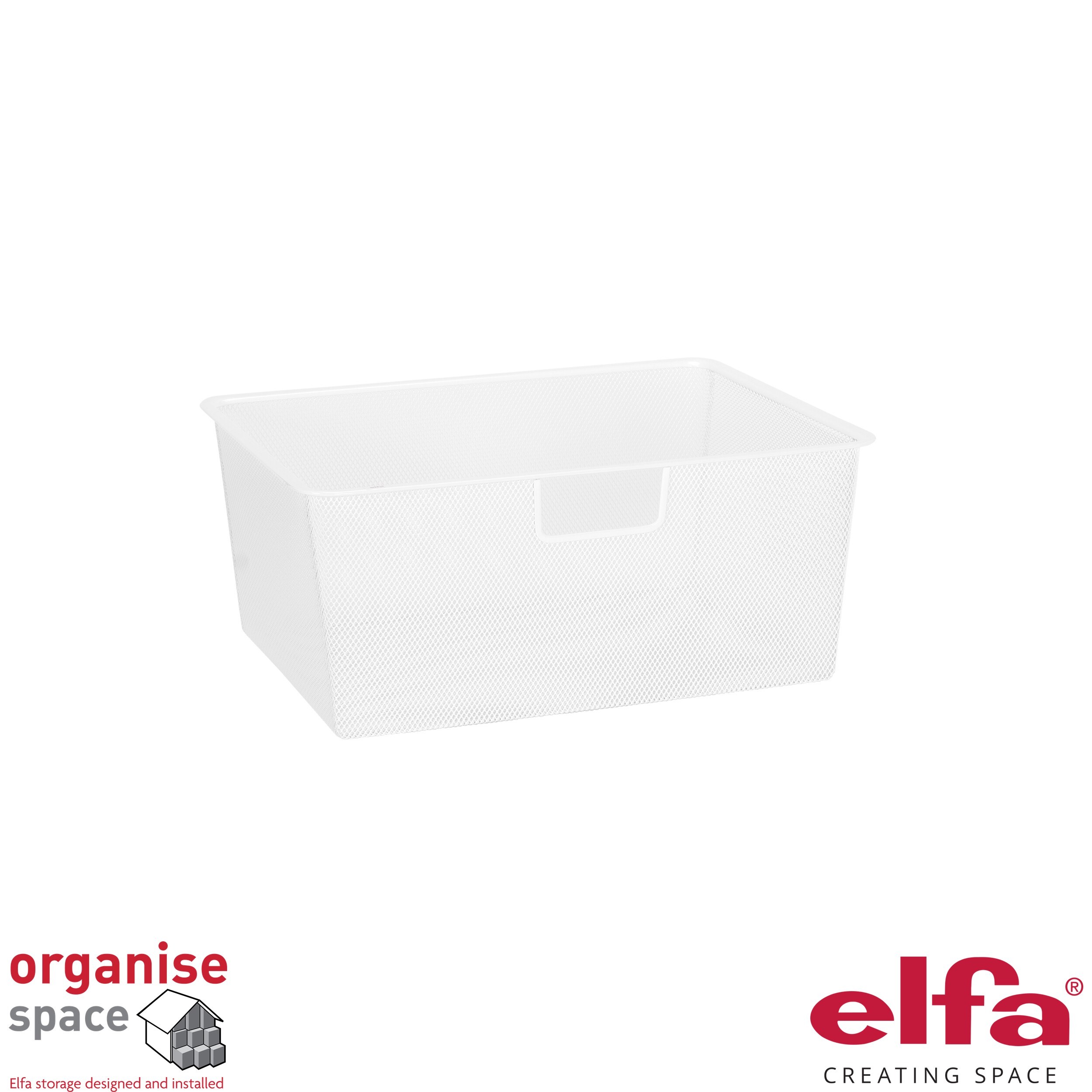 Elfa 134290 – Durable mesh drawer W:45 D:30 H:18 White for pantries and wardrobes.