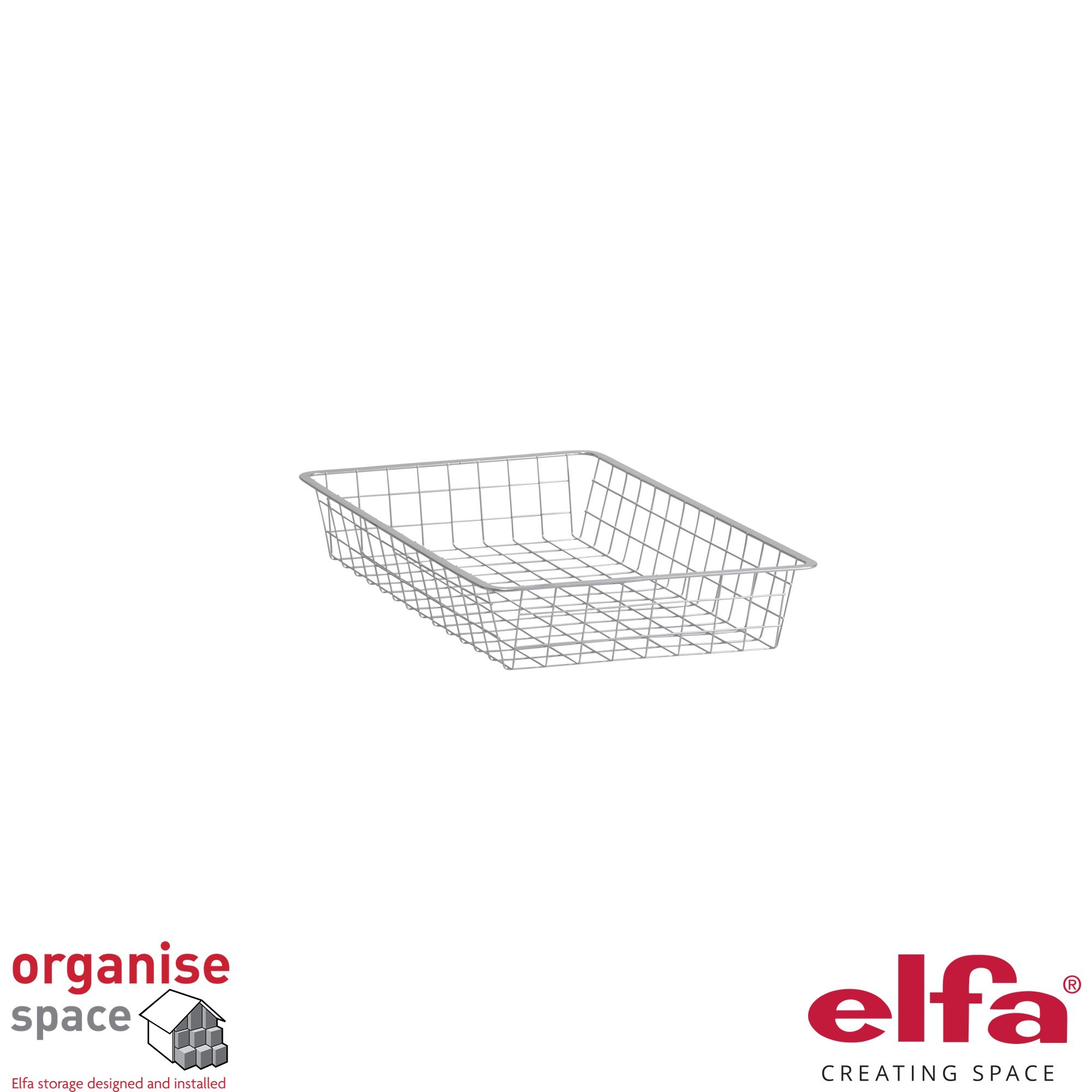 Elfa 135110 – Compact wire drawer W:30 D:50 H:8 White for tools, clothes, or accessories.