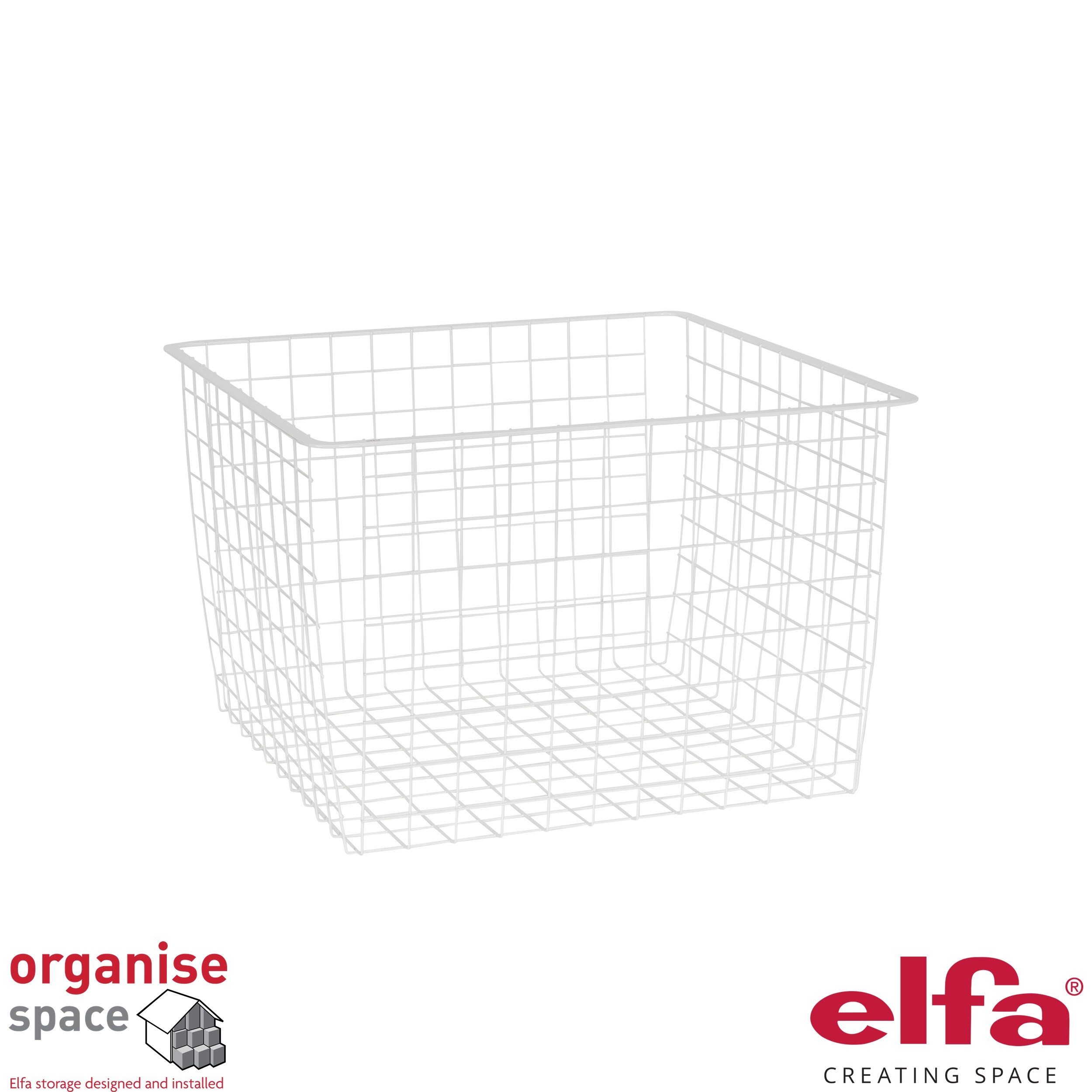 Elfa 144315 – Wire drawer W:45 D:40 H:28 White designed for larger items with spacious and organised storage.