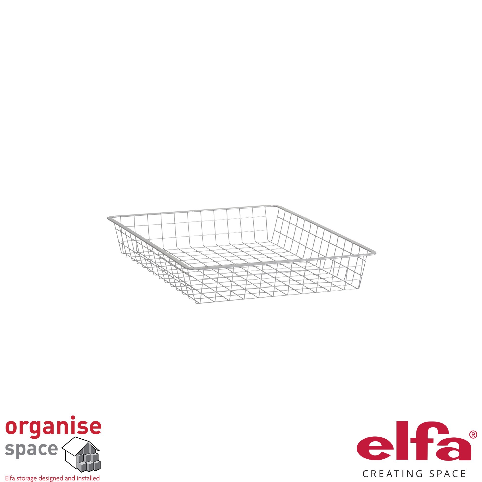 Elfa 145110 – Wire drawer W:50 D:40 H:8 White perfect for compact storage in Elfa gliding frame systems.