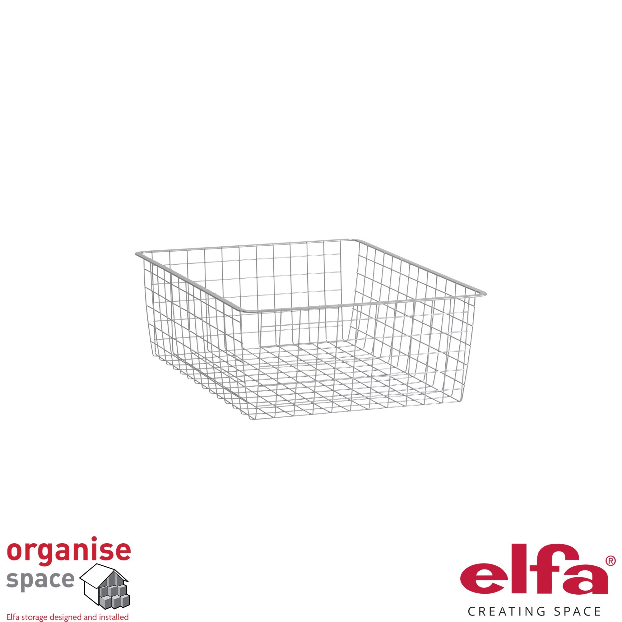 Elfa 145210 – Wire drawer W:50 D:40 H:18 White designed for deeper items in Elfa frame systems.