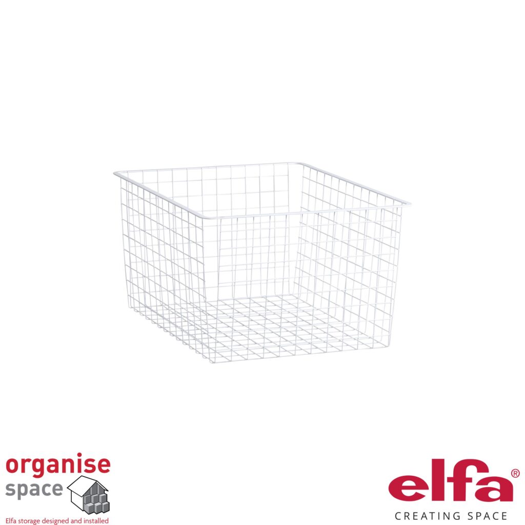 Elfa 145290 – Mesh drawer W:40 D:50 H:18 White offering versatile and efficient storage for any space.