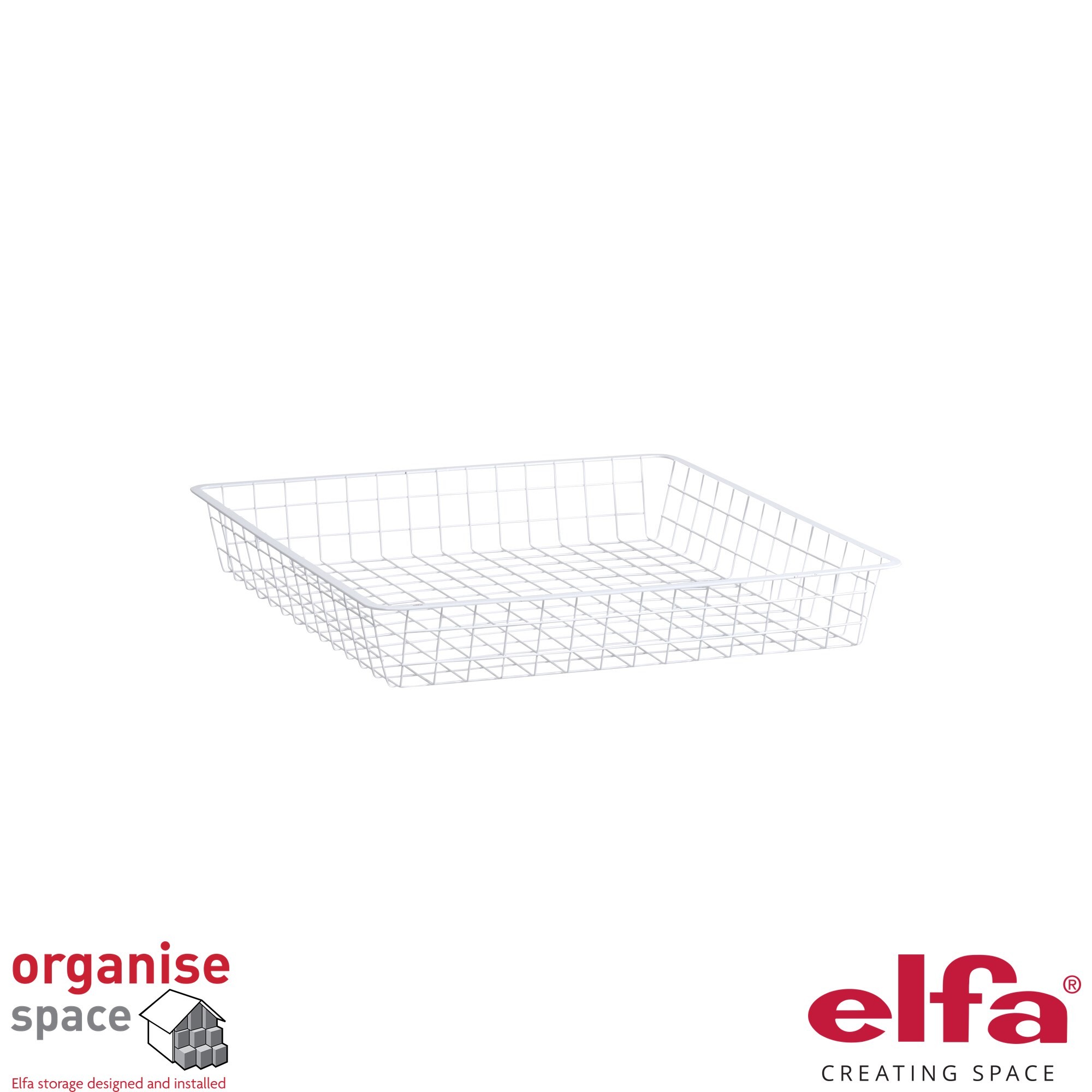 Elfa 155110 – Wire drawer W:50 D:50 H:8 White perfect for compact and spacious storage in Elfa frame systems.