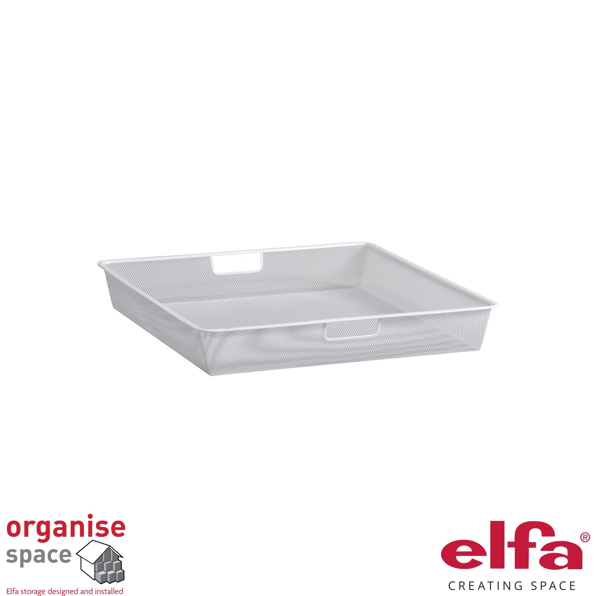 Elfa 155190 – Mesh drawer W:50 D:50 H:8 White ideal for organising clothes or accessories in Elfa gliding frames.