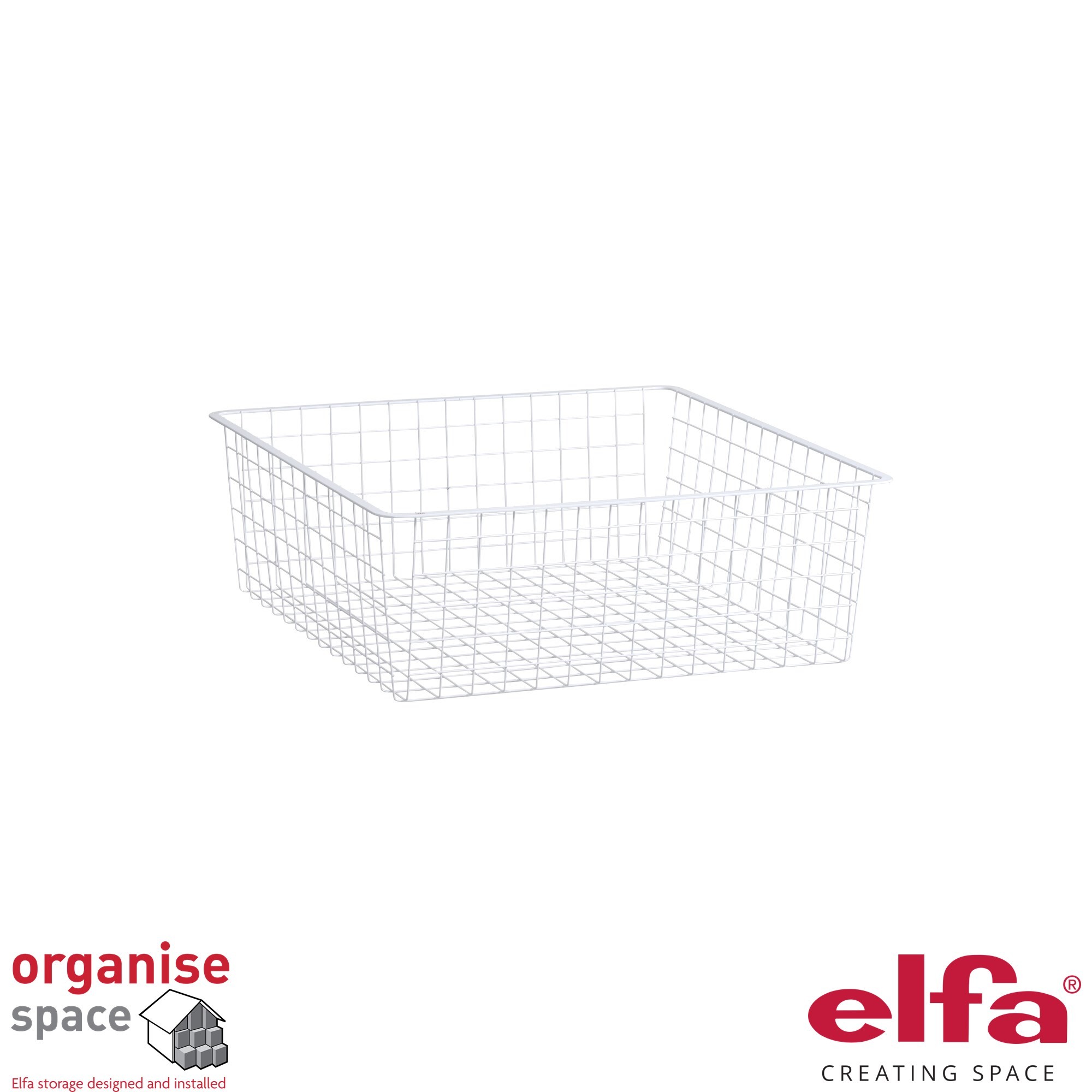 Elfa 155210 – Wire drawer W:50 D:50 H:18 White designed for deeper storage needs in Elfa drawer systems.