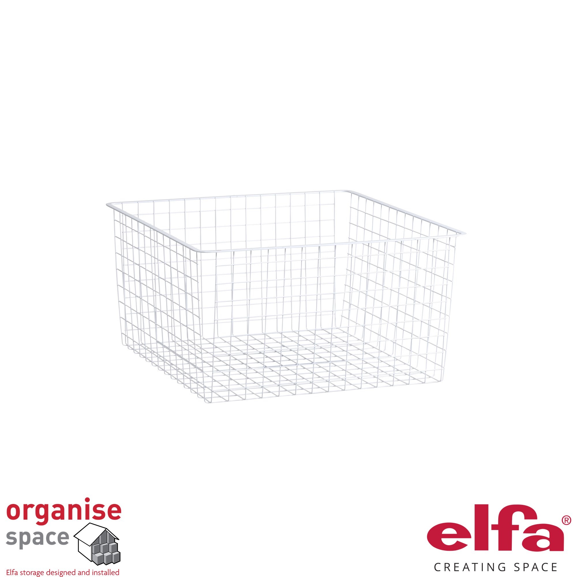 Elfa 155310 – Wire drawer W:50 D:50 H:28 White offering spacious and deep storage for larger items in Elfa frames.