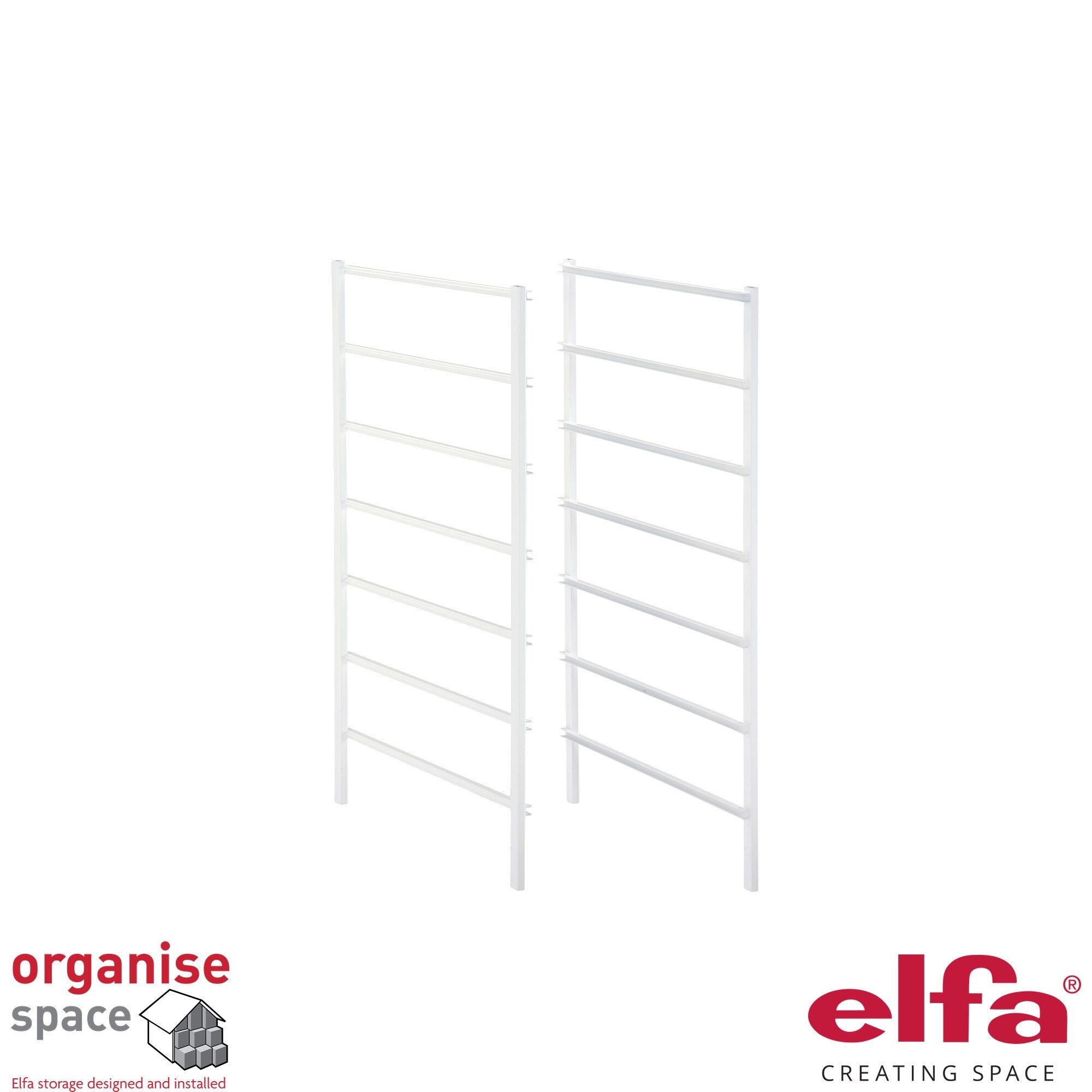 Elfa 200713 – 7 runner frame sides H:74 White for creating tall, versatile storage solutions in Elfa systems.