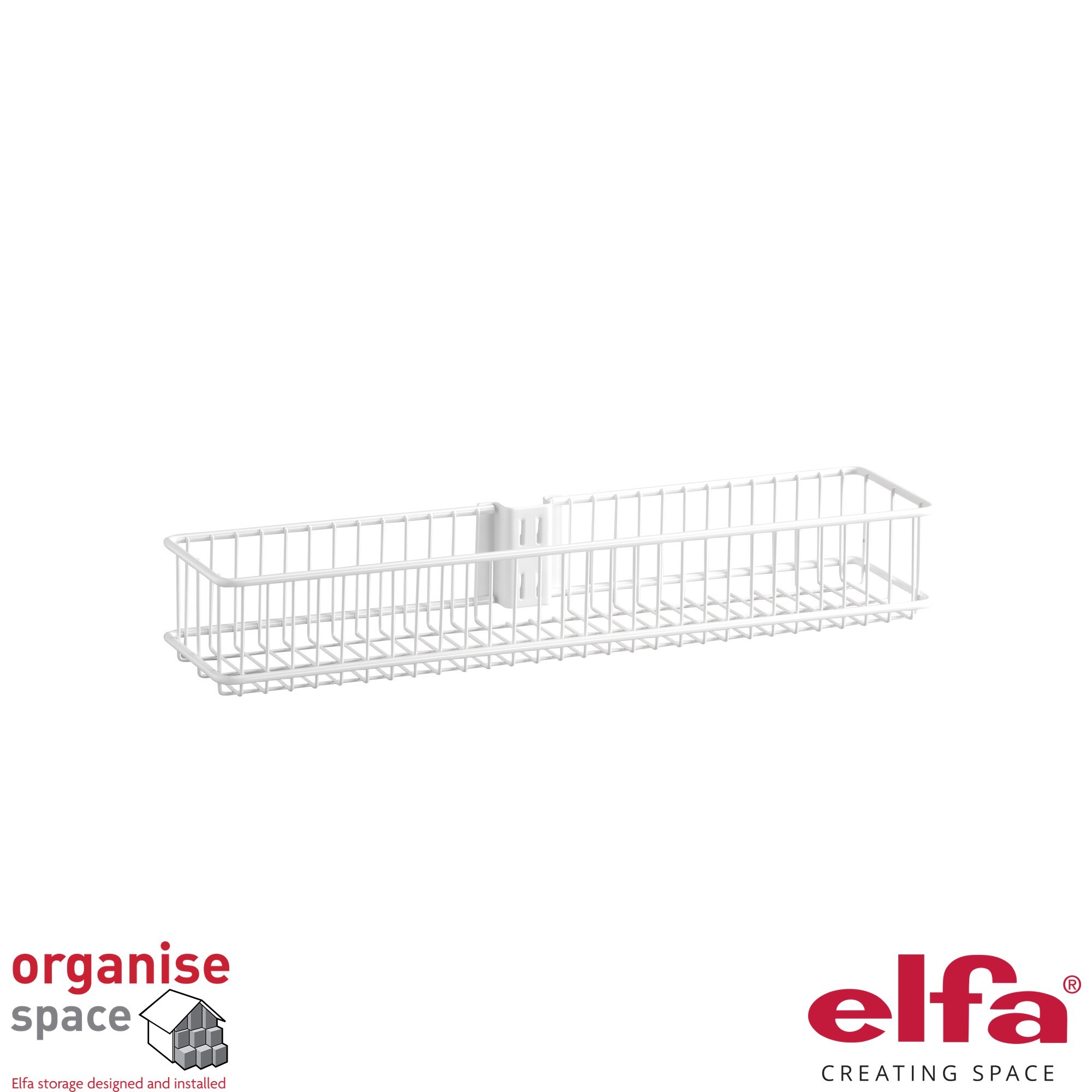 Elfa 333110 – Medium wire basket White, a practical solution for smaller items, suitable for shelves or drawers.