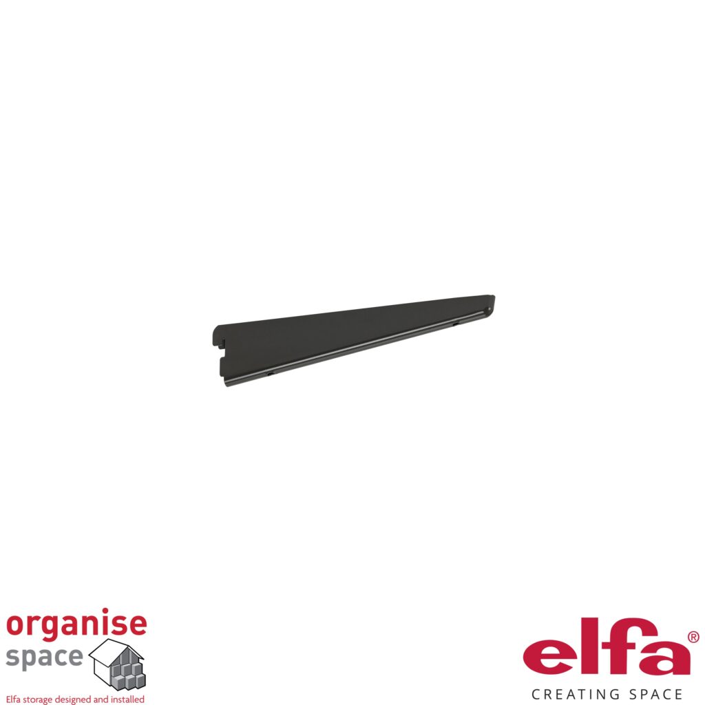 Elfa bracket solid shelf D22 Graphite – 22cm graphite bracket for solid shelving. Organise Space – Elfa Experts. 412225
