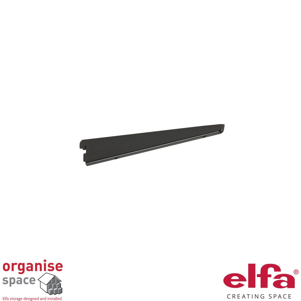 Elfa bracket solid shelf D27Graphite – 27cm graphite bracket for solid shelving. Organise Space – Elfa Experts. 412728