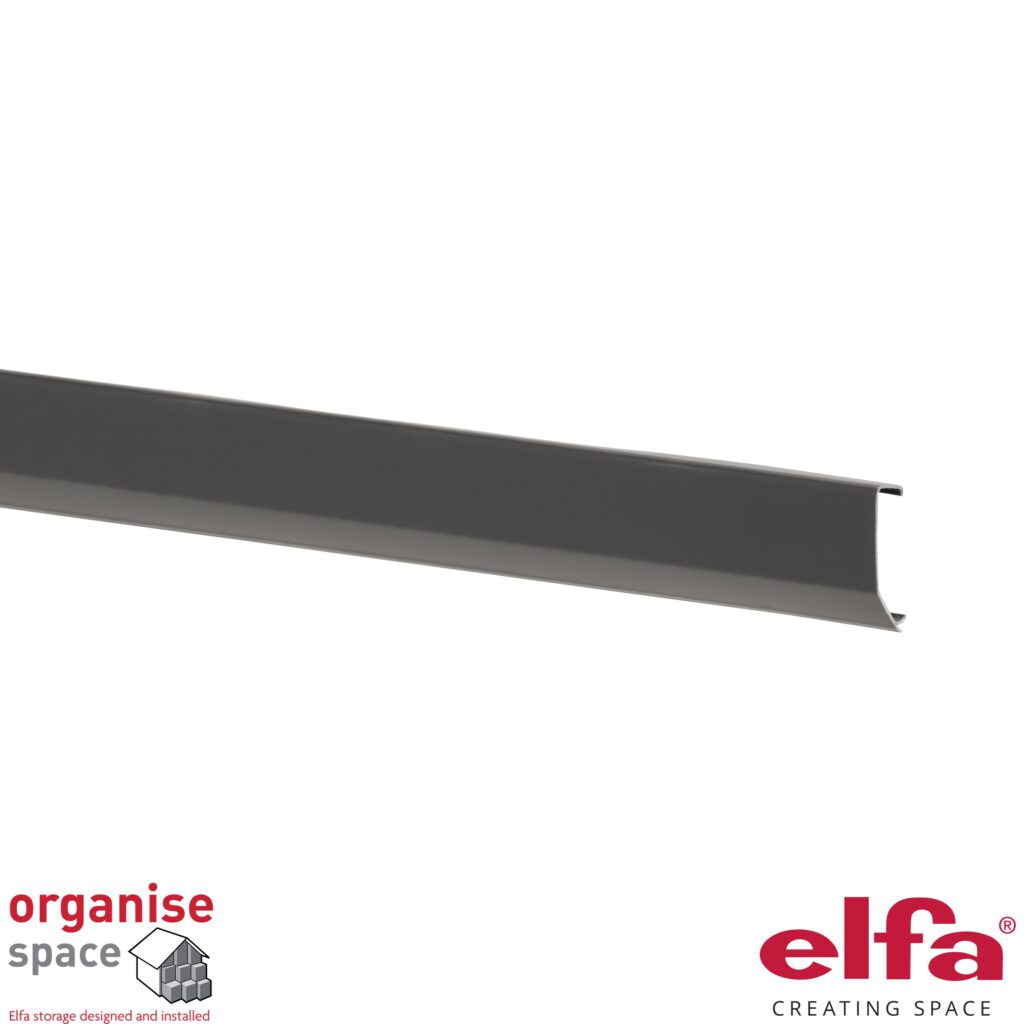 Elfa 429225 top track cover W60 Graphite – 60cm graphite cover for wall-mounted systems. Organise Space – Elfa Experts. 429225