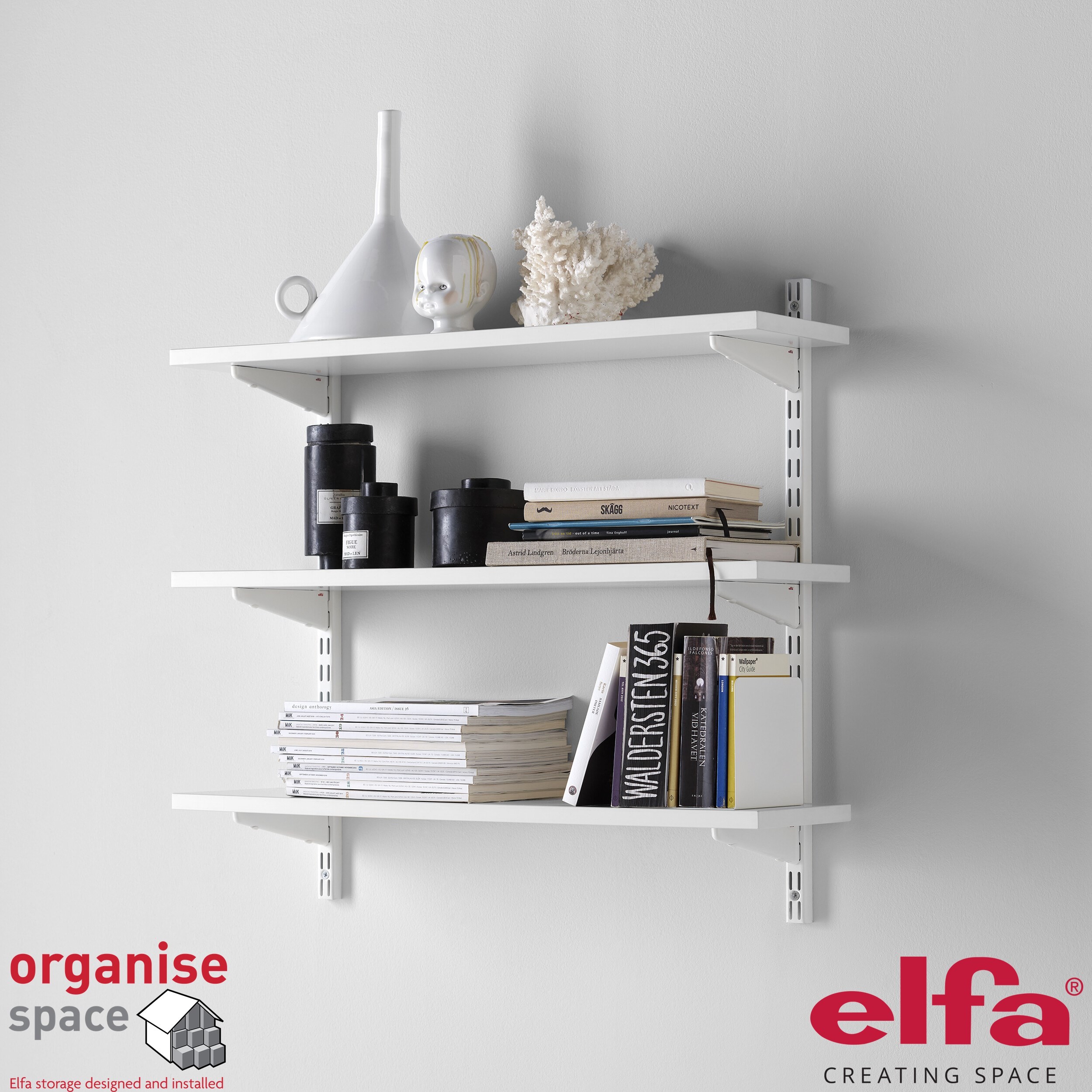 Elfa 440010 shelving Plug-in kit White – White shelving plug-in kit for flexible storage solutions. Organise Space – Elfa Experts. 440010