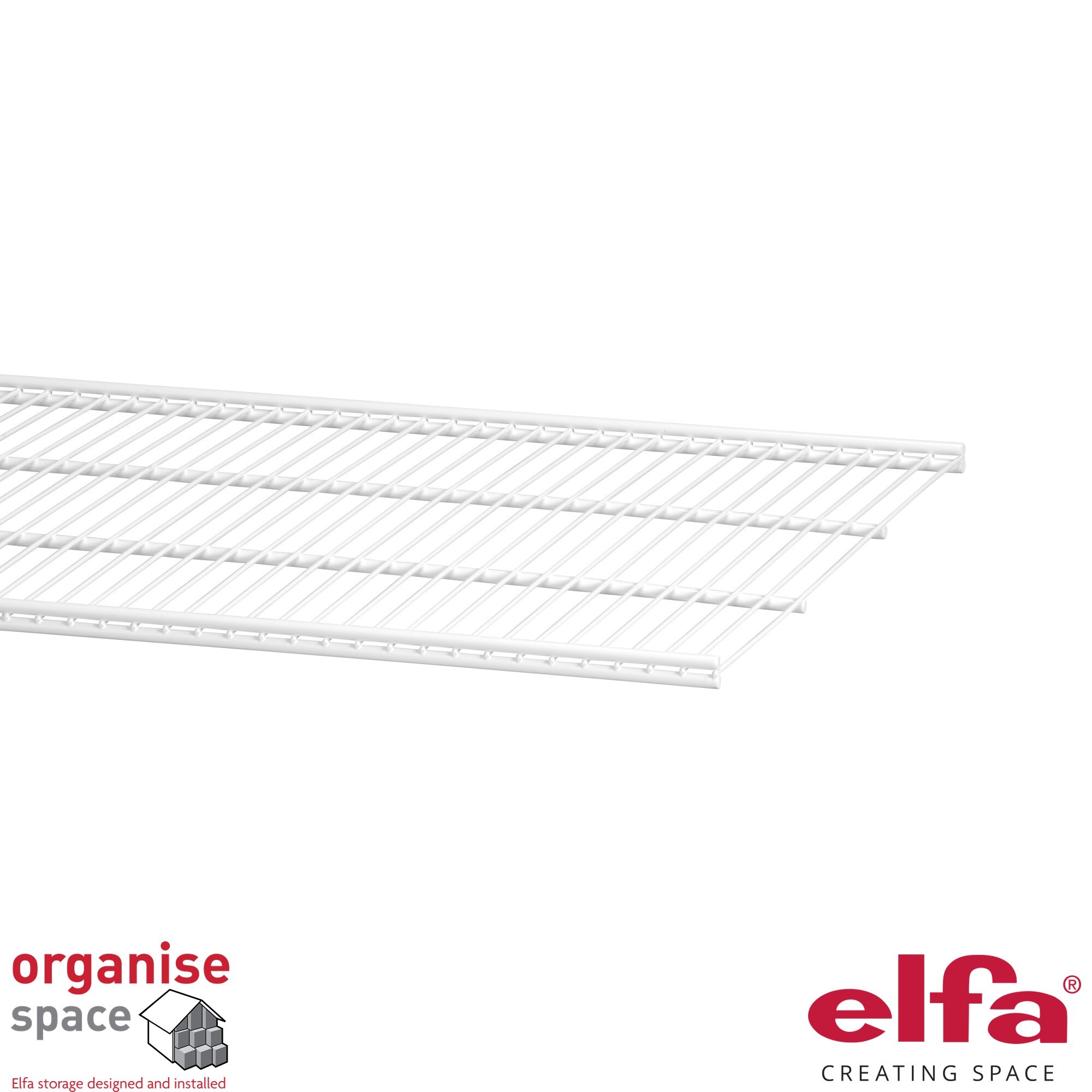 Elfa 450510 wire shelf W90D40 White – 90x40cm white wire shelf for wider drawer systems. Organise Space – Elfa Experts. 450510