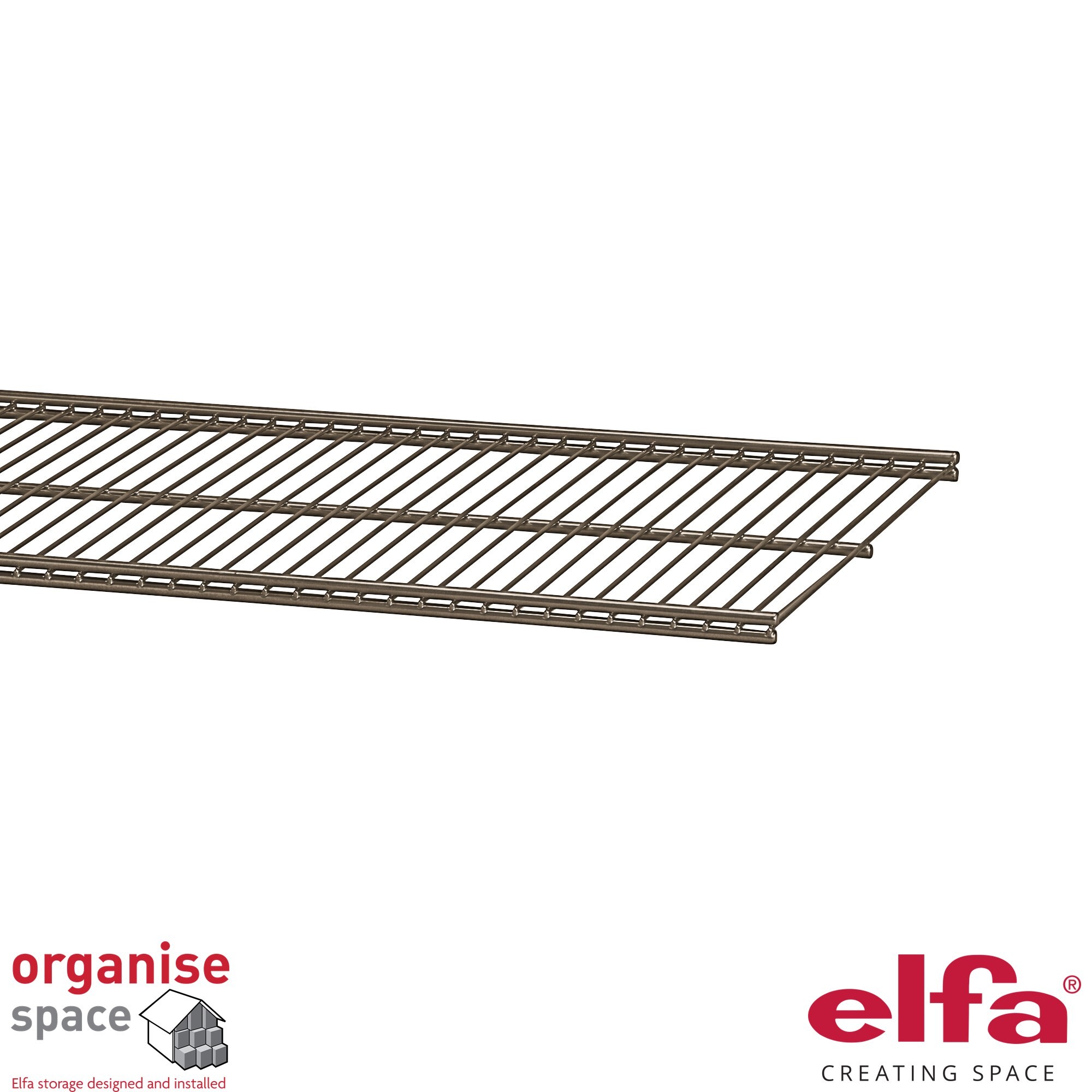 Elfa 452625 wire shelf W45D30 Graphite – 45x30cm graphite wire shelf for narrow storage setups. Organise Space – Elfa Experts. 452625