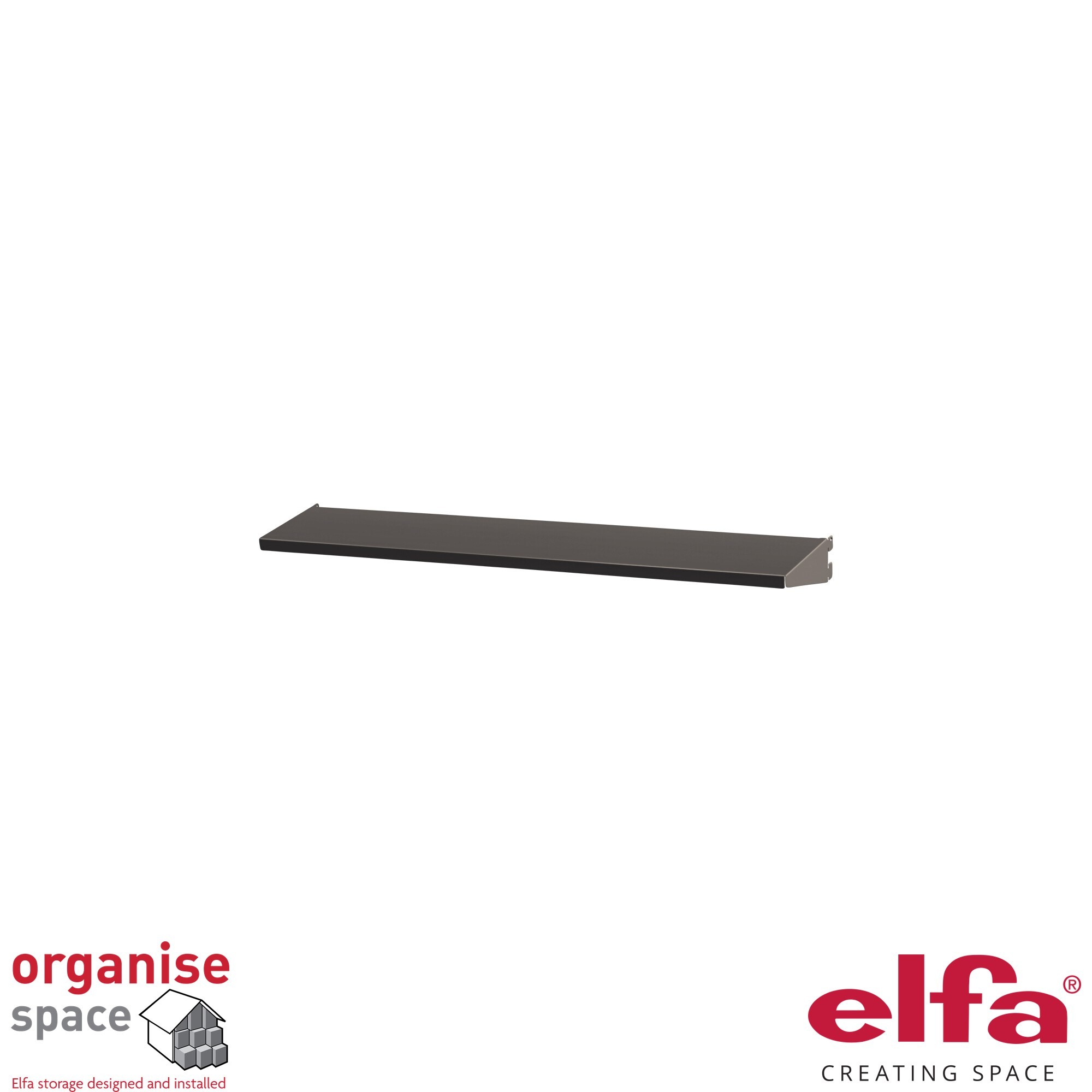 Elfa 453125 shelf/tray reversible metal W60D10 Graphite – 60x10cm graphite reversible metal shelf tray for modern setups. Organise Space – Elfa Experts. 453125