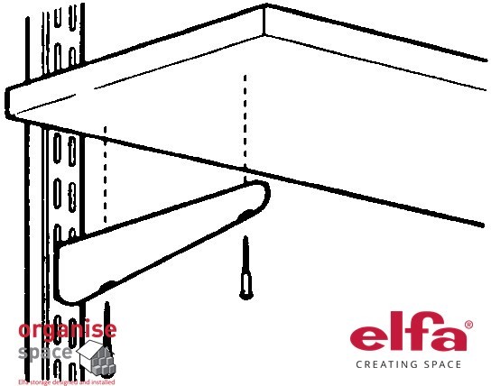 Elfa 471496 solid shelf bracket screws set Zinc plated – Zinc-plated screws for solid shelf brackets, essential for secure shelving installations. Organise Space – Elfa Experts. 471496