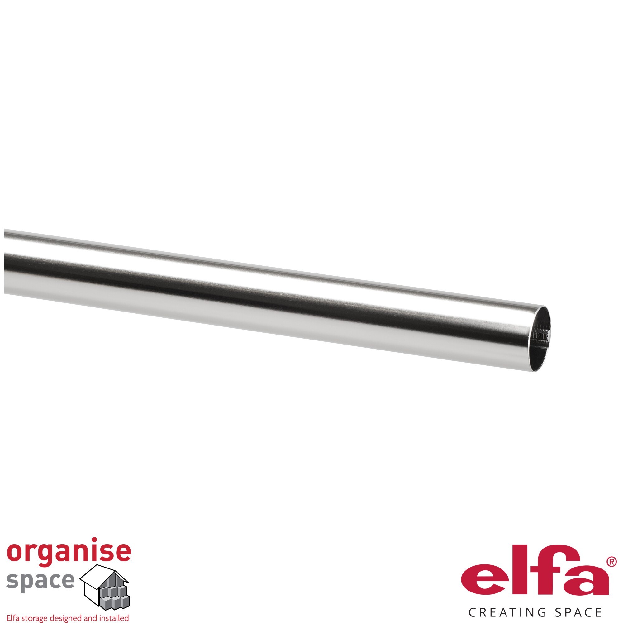 Elfa 620405 Closet rod W45 – Silver Elfa rod for compact wardrobe systems