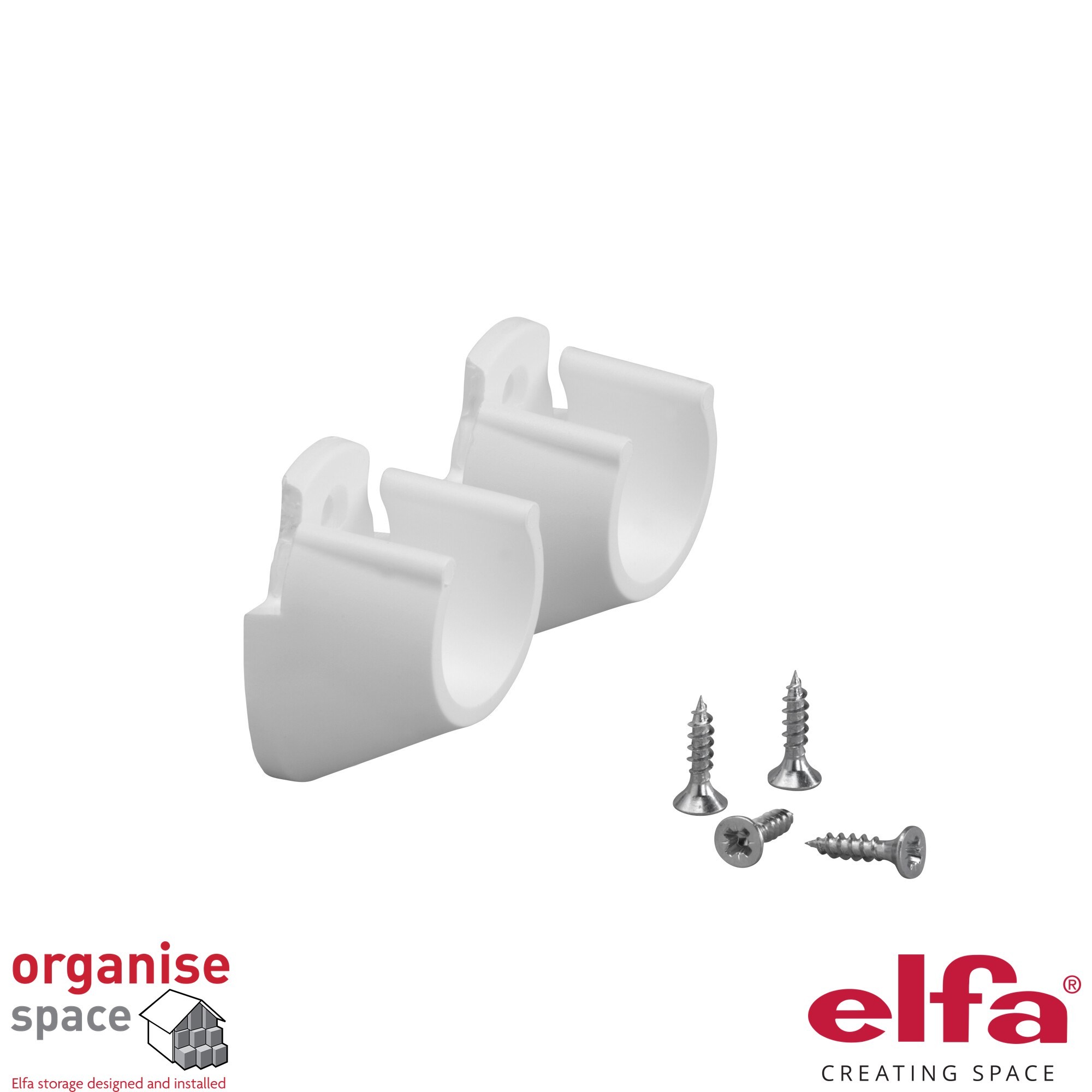 Elfa 624510 Wall-to-wall rod holder White – White rod holder for secure wall-to-wall wardrobe mounting